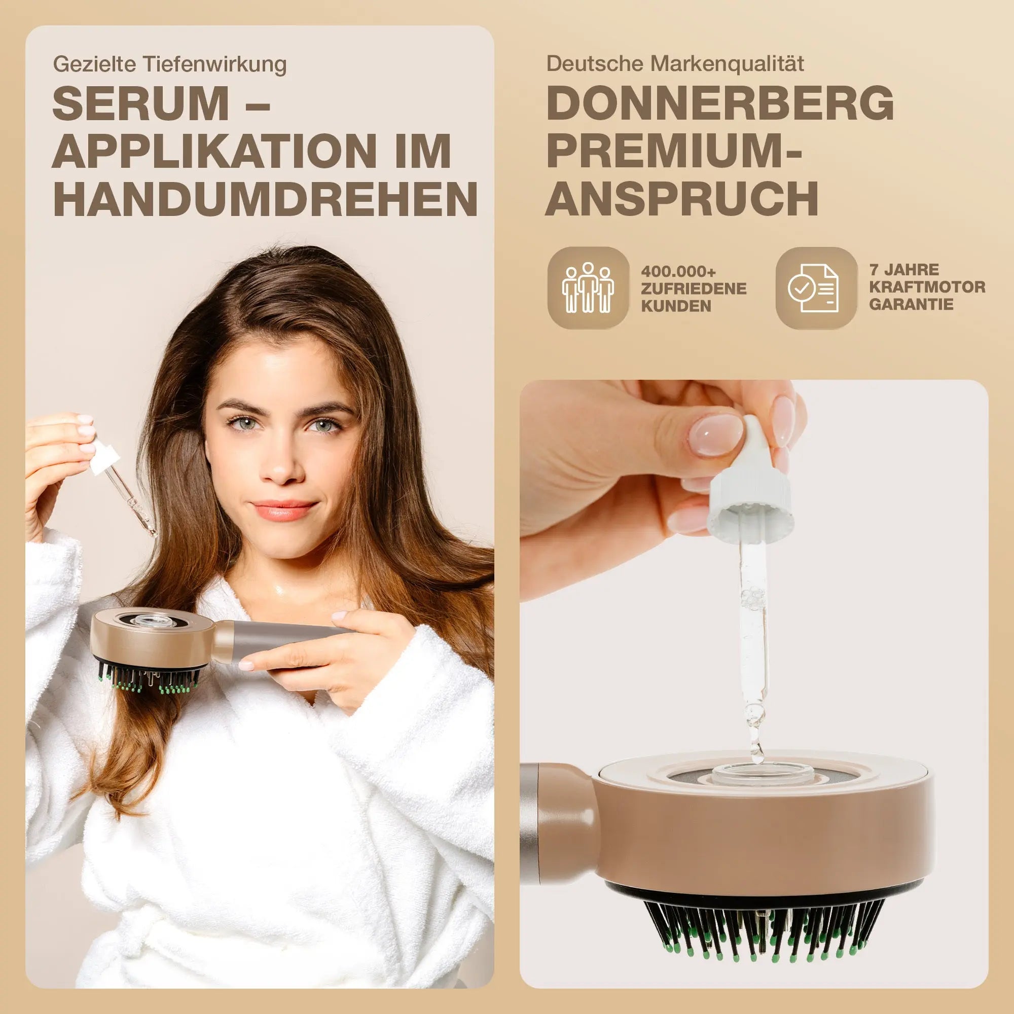 Serum Applikation für gezielte Tiefenwirkung beige