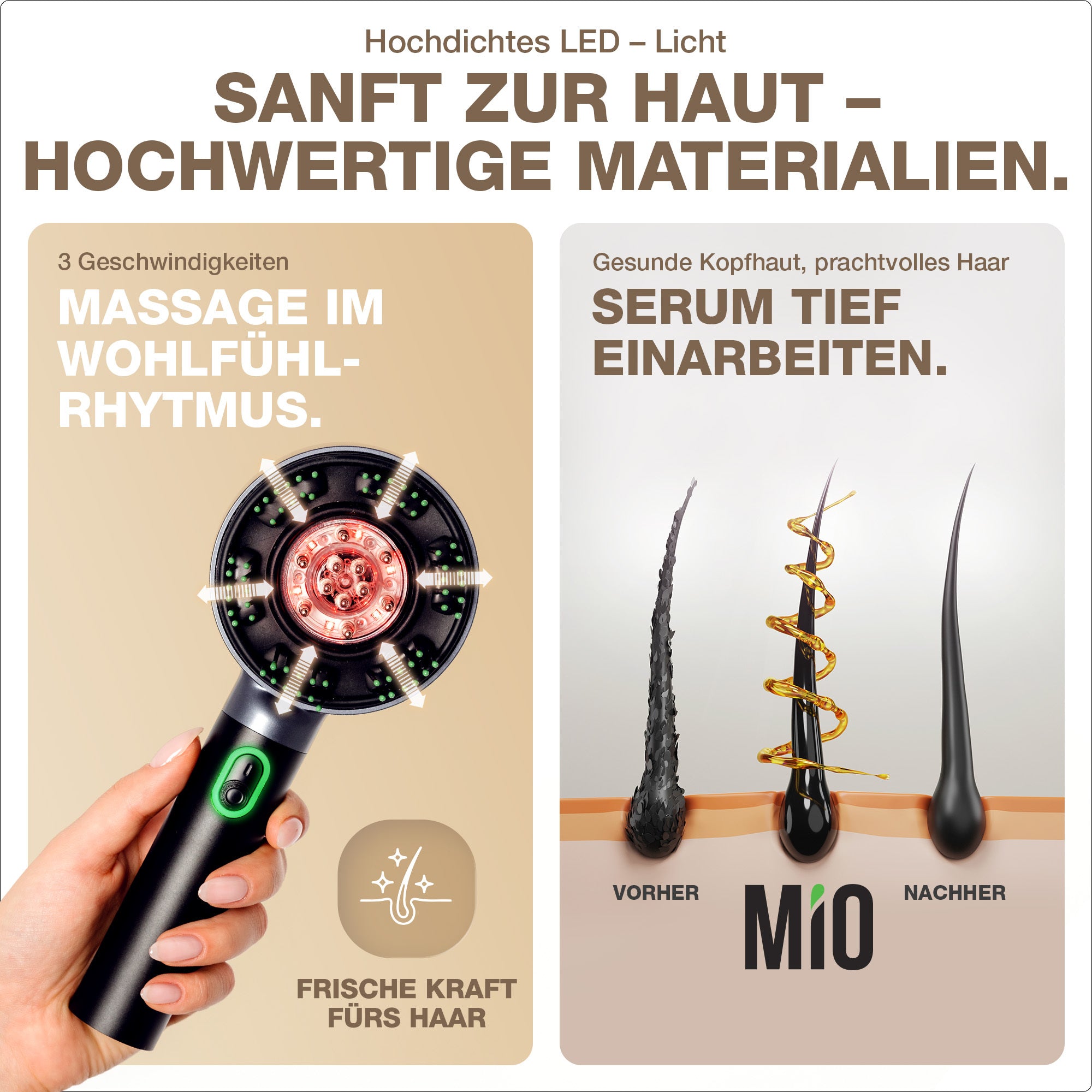 Kopfmassagebürste mit Rotlicht MIO