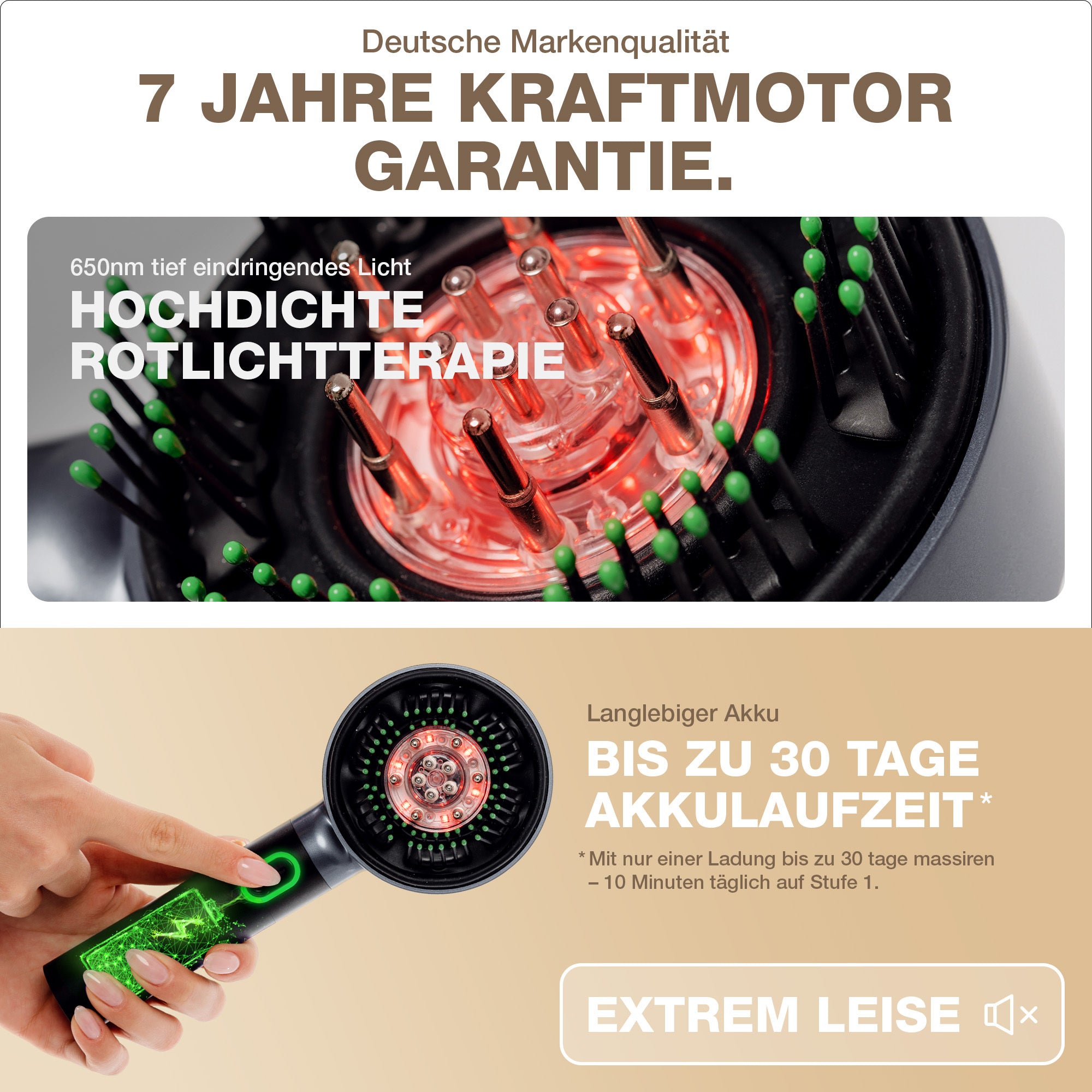 Kopfmassagebürste mit Rotlicht MIO