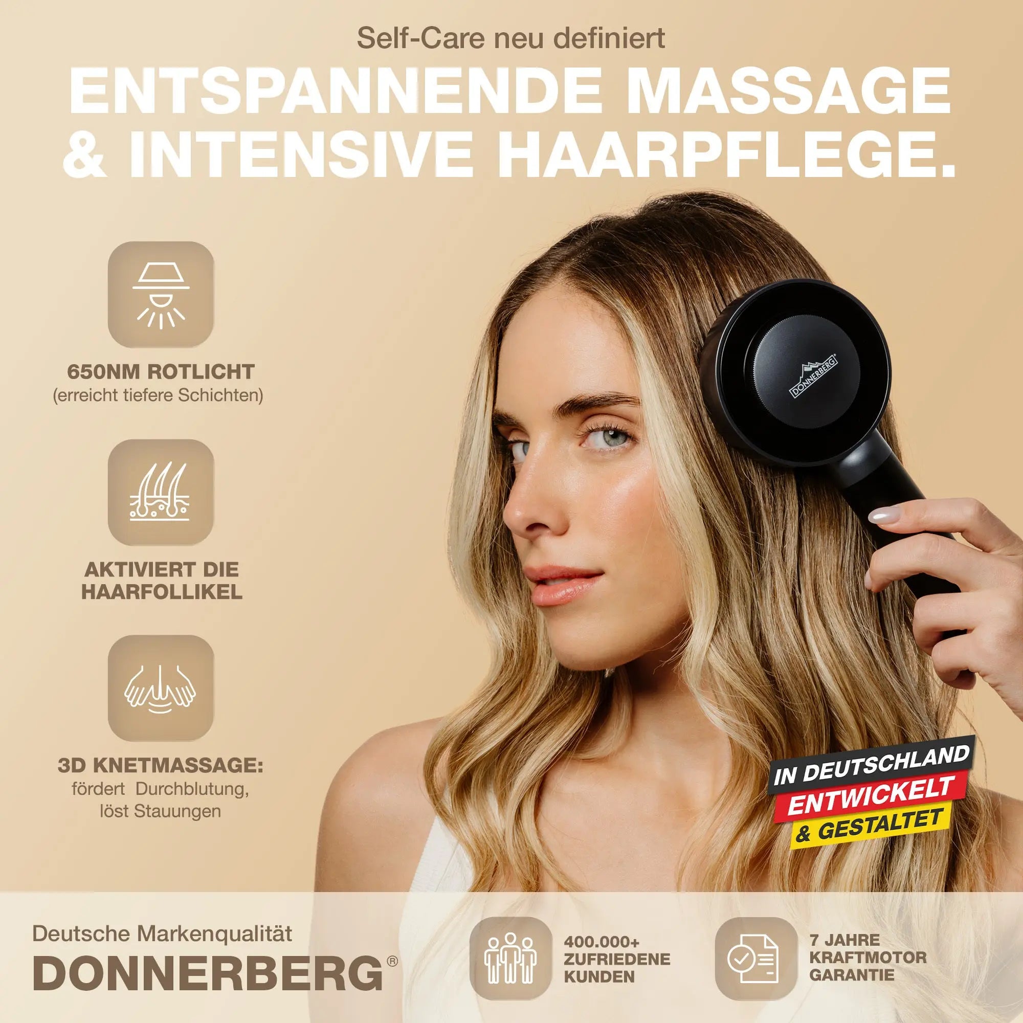 Kopfmassagebürste mit Rotlicht MIO Donnerberg black
